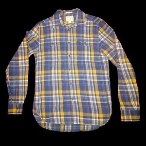 (S) Lucky Brand Blue/Yellow Plaid Western